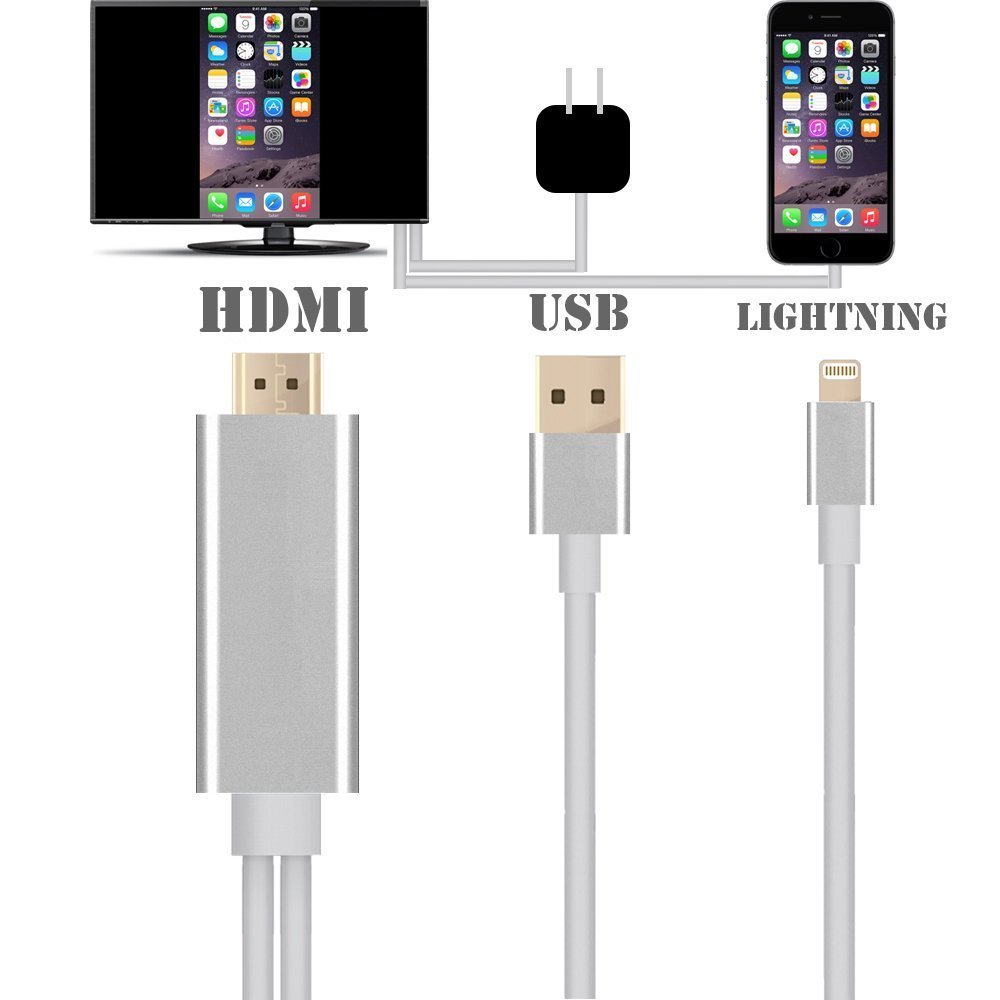 1080P iPhone Lightning 8 Pin to HDMI Cable Connector,BAIVON 6.5 Feet HD