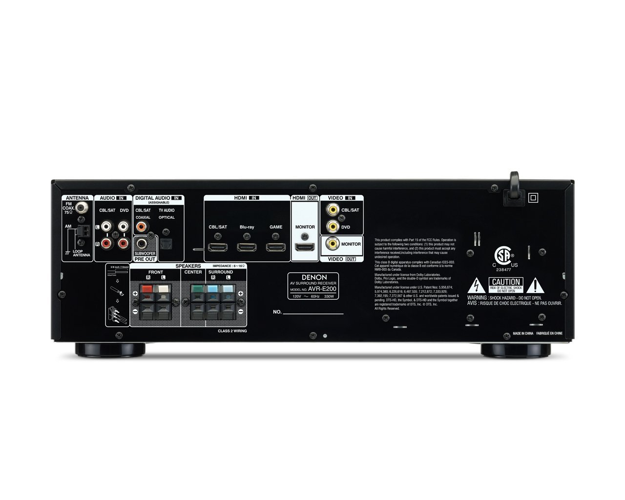 Denon AVRE200 5.1 Channel 3D Pass Through Home Theater AV Receiver