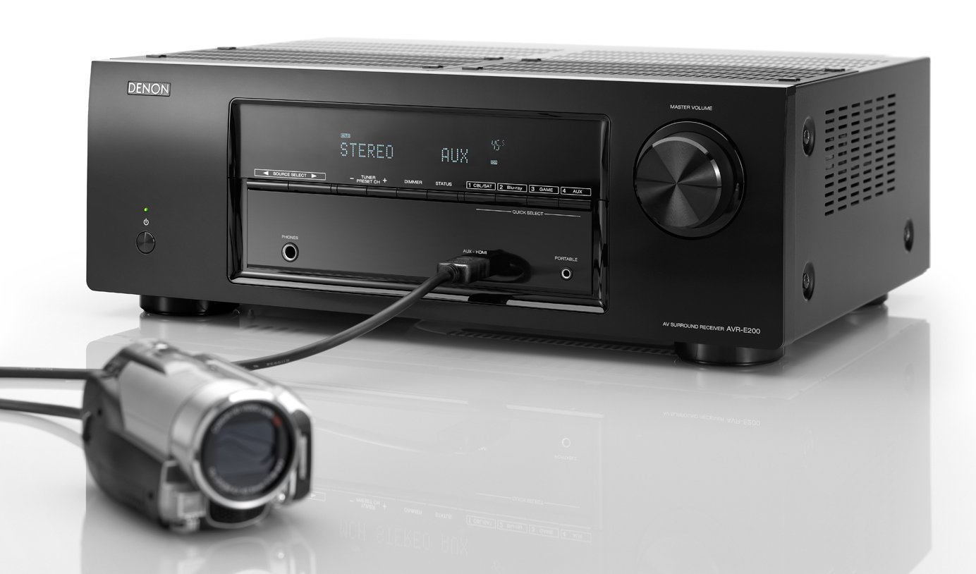 Denon AVRE200 5.1 Channel 3D Pass Through Home Theater AV Receiver