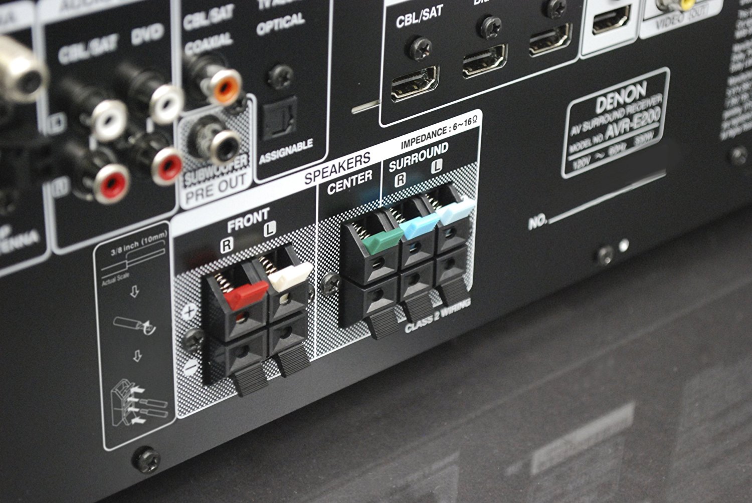 Denon AVRE200 5.1 Channel 3D Pass Through Home Theater AV Receiver