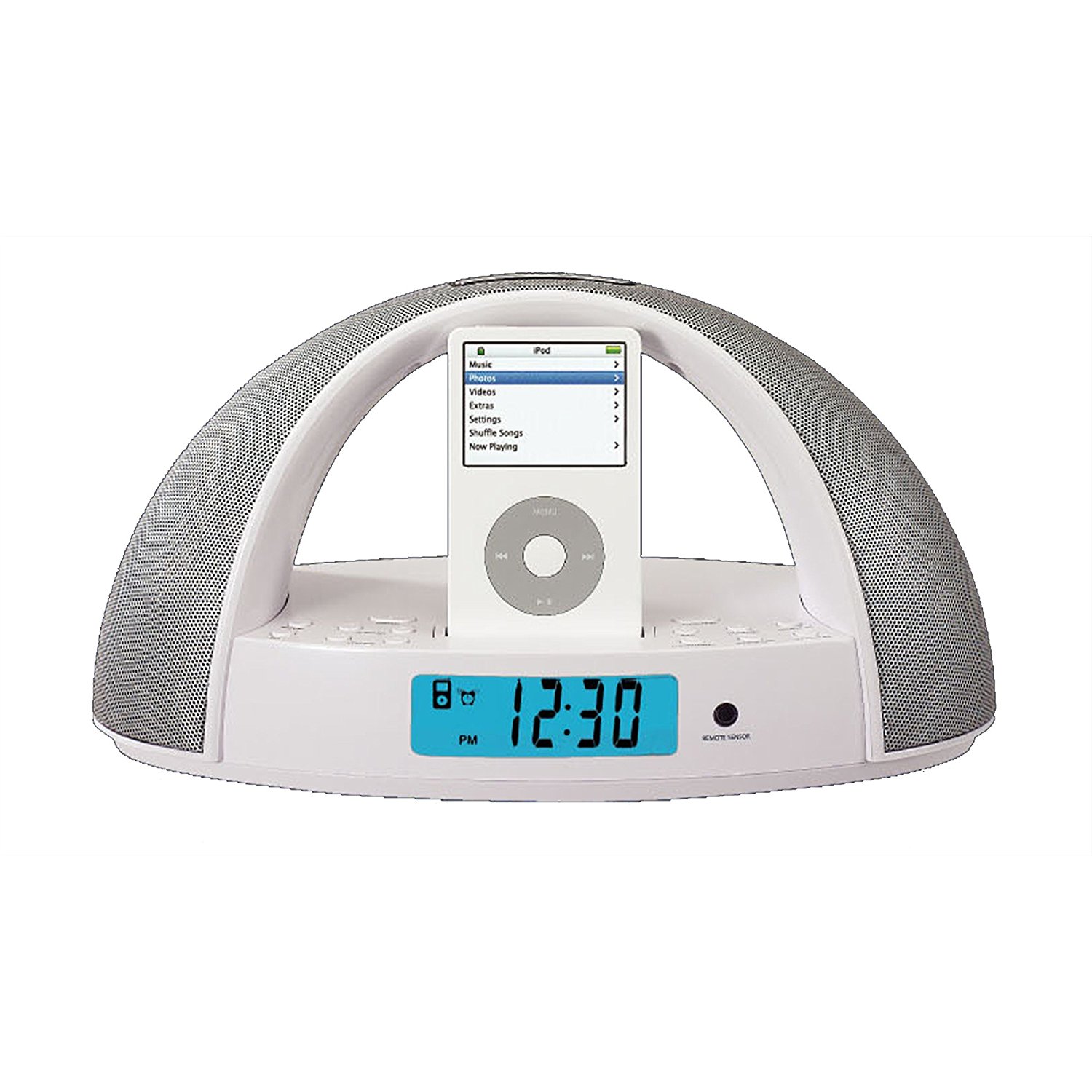 IMode Alarm Clock Radio iPod Docking Station (White) free image download