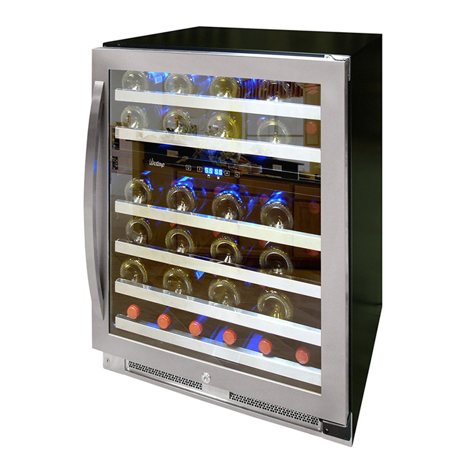 Vinotemp VNTVT-46-2Z-SSDST 46-Bottle Dual-Zone Connoisseur Series Wine ...