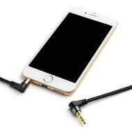KabelDirekt 1 foot 3.5mm to 3.5mm Stereo / Audio Cable, nylon-braided, with 90 degree connectors &ndash; PRO Series