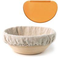 Banneton Proofing Basket 8.5&rdquo; Round with Cloth Liner and FREE Flexible Bowl Scraper for Shaping Dough | Only From...