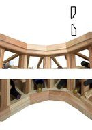 Curved Corner Moulding w 1.44 OG Base &amp; OG Crown (Rustic Pine - Midnight Black Stain)