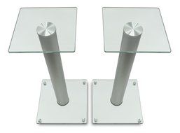 Mount-It! Floor Speaker Stands for Satellite Speakers and Surround Sound (5.1 and 2.1) Systems, Glass and Aluminum... N11