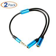 Conwork 2-Pack 3.5mm Headphone Earphone Stereo Jack Plug Extention Splitter TRRS Stereo Audio Cable Male to 2...