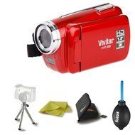 Vivitar 508NHD Digital Video Recorder Strawberry Red with Accessories Bundle