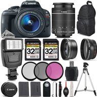 Canon EOS Rebel SL1 DSLR Camera + Canon 18-55mm IS STM Lens + Flash + 2 Of 32GB Memory Card + 0.43X Wide Angle...
