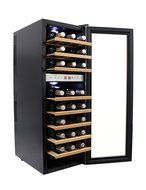 HOMEIMAGE DUAL-ZONE Thermal Electric Wine Cooler with Stainless Steel Door &amp; Wooden Rack for 27 Bottles - HI-27SS N6
