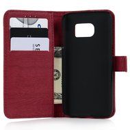 Badalink Galaxy S7 Wallet Case Wood Texture Premuim PU Leather Case Slim Fit Flip Folio Kickstand Case with Card... N33