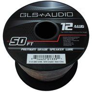 GLS Audio Premium 12 Gauge 50 Feet Speaker Wire - True 12AWG Speaker Cable 50ft Clear Jacket - High Quality 50... N3