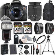 Canon T6i Digital SLR Camera with Canon EF-S 18-55mm f/3.5-5.6 IS STM Lens + WRIST GRIP + PRO FLASH + 64GB - All...