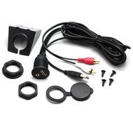 RAYSUN 1 Meter USB and 3.5mm AUX Extension Flush Mount - USB Dash Mount for Car Boat Motorcycle
