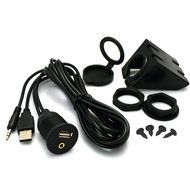 RAYSUN 1 Meter USB and 3.5mm AUX Extension Flush Mount - USB Dash Mount for Car Boat Motorcycle N2