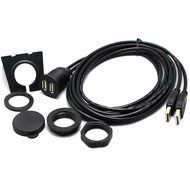 RAYSUN 1 Meter USB and 3.5mm AUX Extension Flush Mount - USB Dash Mount for Car Boat Motorcycle N5