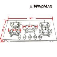 Ship from US !! Windmax 30" Kitchen White Tempered Glass 5 Burners Built-in NG/LPG Gas Cooktops