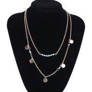 Oligex(TM) Silver &amp; Gold Bohemian Charm NeckFor Women Coin Bead Chain MultiLayer Fashion Bohemian Turquoise NeckPendant
