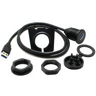 RAYSUN 1 Meter USB and 3.5mm AUX Extension Flush Mount - USB Dash Mount for Car Boat Motorcycle N7