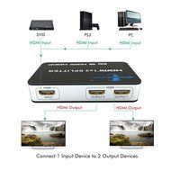 Goronya 1 x 2 HDMI V 1.4 Amplifier Splitter for Ultra HD 4K and 3D