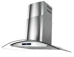 AKDY 36" Wall Mount Stainless Steel Glass Range Hood AZ668AS90 Touch Panel Control Baffle Filter N5