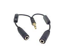 CY Black 3.5mm Stereo Male to Double 3.5mm Female Audio Headphone Y Splitter Cable with Volume Switch N3