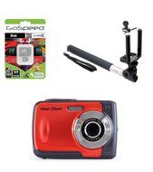 iON Cool-iCam s1000 8MP Waterproof Digital Camera with 4x Digital Zoom and 2.4-inch LCD Screen (Red) W/ 8GB MicroSD...
