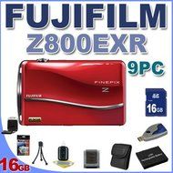 Fujifilm Z800EXR 12 MP Digital Point and Shoot Camera (Red) BigVALUEInc 9PC Saver Bundle!