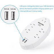 Bestten Wall Outlet Surge Protector with USB Charging, 5 AC Outlets &amp; 2 USB Ports, ETL Certified N5