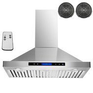 AKDY 36" Convertible Wall Mount Stainless Steel Ductless/Ventless Range Hood with Remote N5