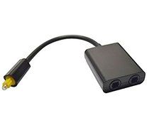 MXtechnic 1 in 2 Out Toslink Fiber Digital Optical Audio Y Splitter Adapter with 24K Gold Connectors -Black