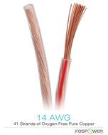 FosPower 14AWG Speaker Wire [14 Gauge | 50 FT] Premium Spooled Oxygen-Free Copper OFC Speaker Wire with Clear... N13