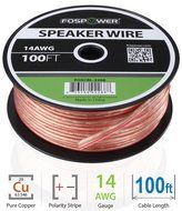 FosPower 14AWG Speaker Wire [14 Gauge | 50 FT] Premium Spooled Oxygen-Free Copper OFC Speaker Wire with Clear... N15