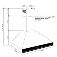 Golden Vantage 30" Wall Mount Stainless Steel Black Touch Control Panel Kitchen Cooking Fan Range Hood Vent N8