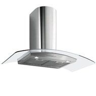 Saturno XL: Curved glass canopy, 4 speed electronic control, halogen light, metallic filters 30" Wall; 600 CFM...