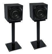 Mount-It! Floor Speaker Stands for Satellite Speakers and Surround Sound (5.1 and 2.1) Systems, Glass and Aluminum... N12