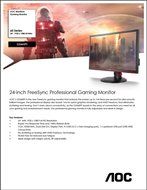AOC Agon AG271QX 27&rdquo; Gaming Monitor, Free Sync, 2560 x 1440 Res, 350 cd/m2,144hz, 1ms,VGA,... N16
