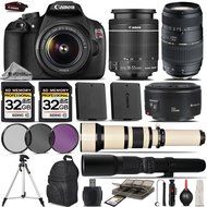 Canon EOS Rebel T5 DSLR 18MP Camera + Canon 18-55mm IS Lens + Canon 50mm 1.8 Lens + Tamron 70-300mm Di LD Macro...