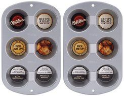 Wilton TWO Recipe Right 6 Cup Jumbo Muffin Pans Set Lot (2 Pack)