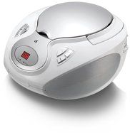 GPX, Inc. Portable Top-Loading CD Boombox with AM/FM Radio and 3.5mm Line In for MP3 Device - White