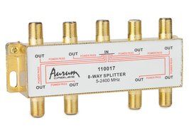 Aurum Cables 8-way Coax Cable Splitter F-type for Video VCR Cable Tv Antenna- Frequency Range 5-2400 Mhz 3-pack N13