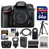 Nikon D7200 Wi-Fi Digital SLR Camera Body with 18-300mm VR Lens + 64GB Card + Case + Flash + Battery/Charger +... N6