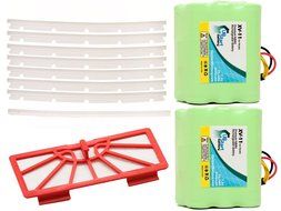2-Pack Neato XV-12 Battery, Filter, Blades and Squeegee - Kit Includes 2 Neato Battery, 1 Filter, 6 Blades and...