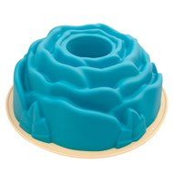Marathon Housewares Premium Two-Tone Silicone Rose Cake Bundt Pan, Blue KW200021BL N2