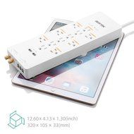 BESTEK 12-Outlet Power Strip Surge Protector 6-Foot Cord with Dual Smart USB and Ethernet / Cable / Satellite... N10
