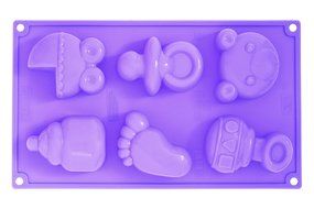 Pavoni FR089 Platinum Silicone Baby Birth Multi-Tray Bake Mould, Purple