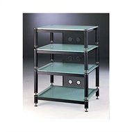 VTI BLG Series 4 Shelf Audio Rack with 13&quot; Bottom Shelf - Silver / Black / Clear N2