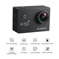 Anbero 14MP Waterproof Action Video Camera Full HD Wifi 1080P 170 Degree Wide Angle Lens with 2-Inch LCD Display N3