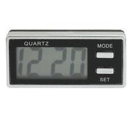 Silver Tone Black Rectangle Car Dashboard LCD Display Digital Clock