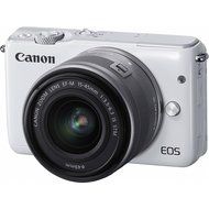 Canon EOS M10 Wi-Fi Digital ILC Camera &amp; EF-M 15-45mm IS STM Lens (White) with 64GB Card + Case + Flash + Battery...